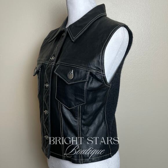 Rare Vintage Leather Wool Vest ASO Faith Lehane BtVS Womens Medium Vintage 90s - Picture 6 of 10